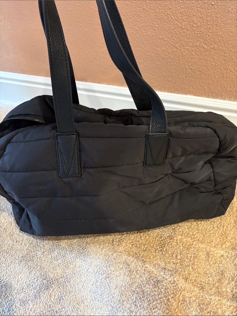 Black Quilted Weekender Duffle